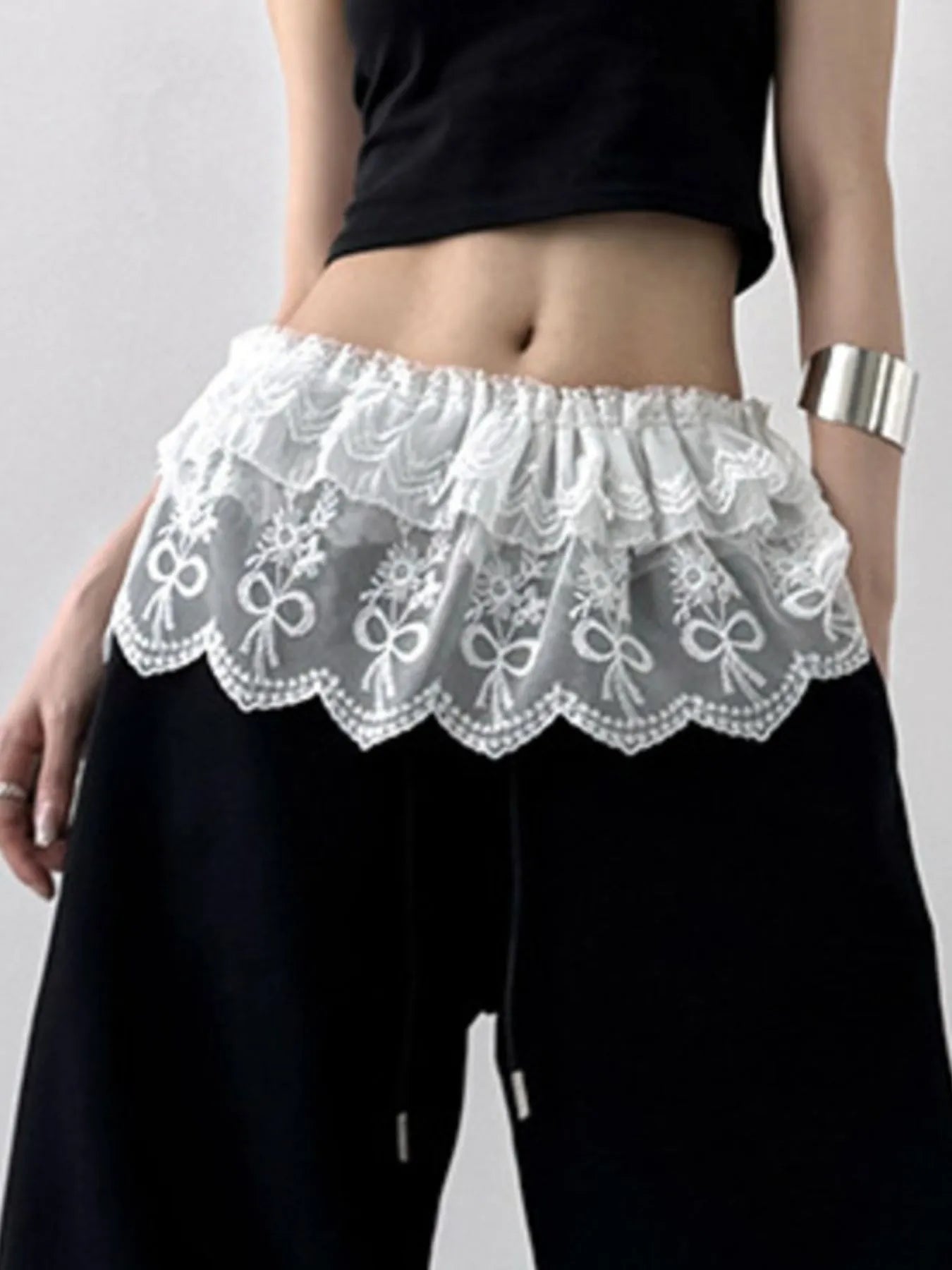 Decorative Lace Mini Skirt