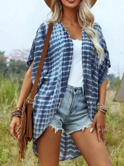 Tie-Dye Open Front Kimono Cardigan
