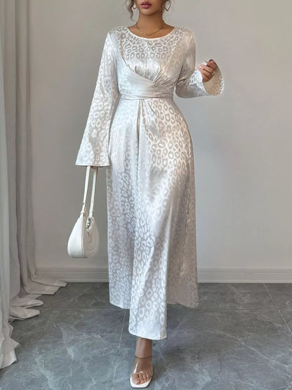 Leopard Long Sleeve Tie Back Maxi Dress