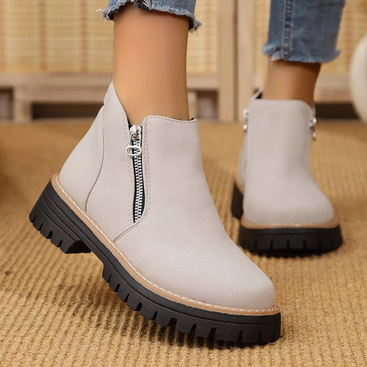 Ankle Boots with Zipper Accent