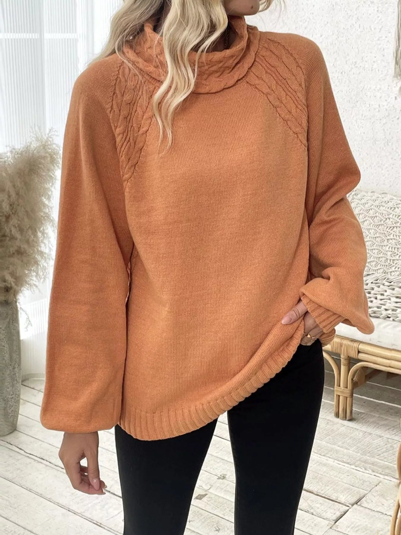 Cable Knit Turtleneck Sweater