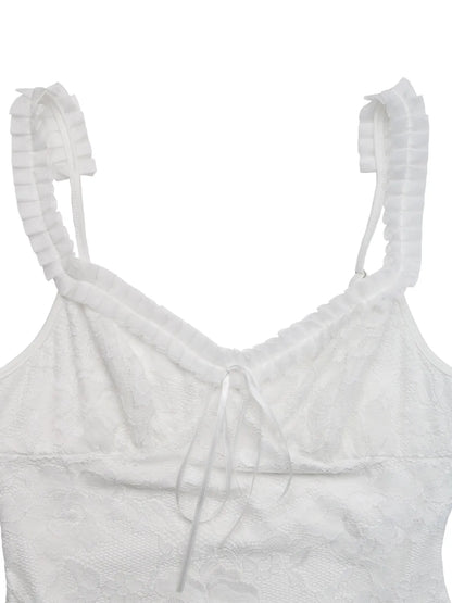 Lace Frill Strap Bodysuit