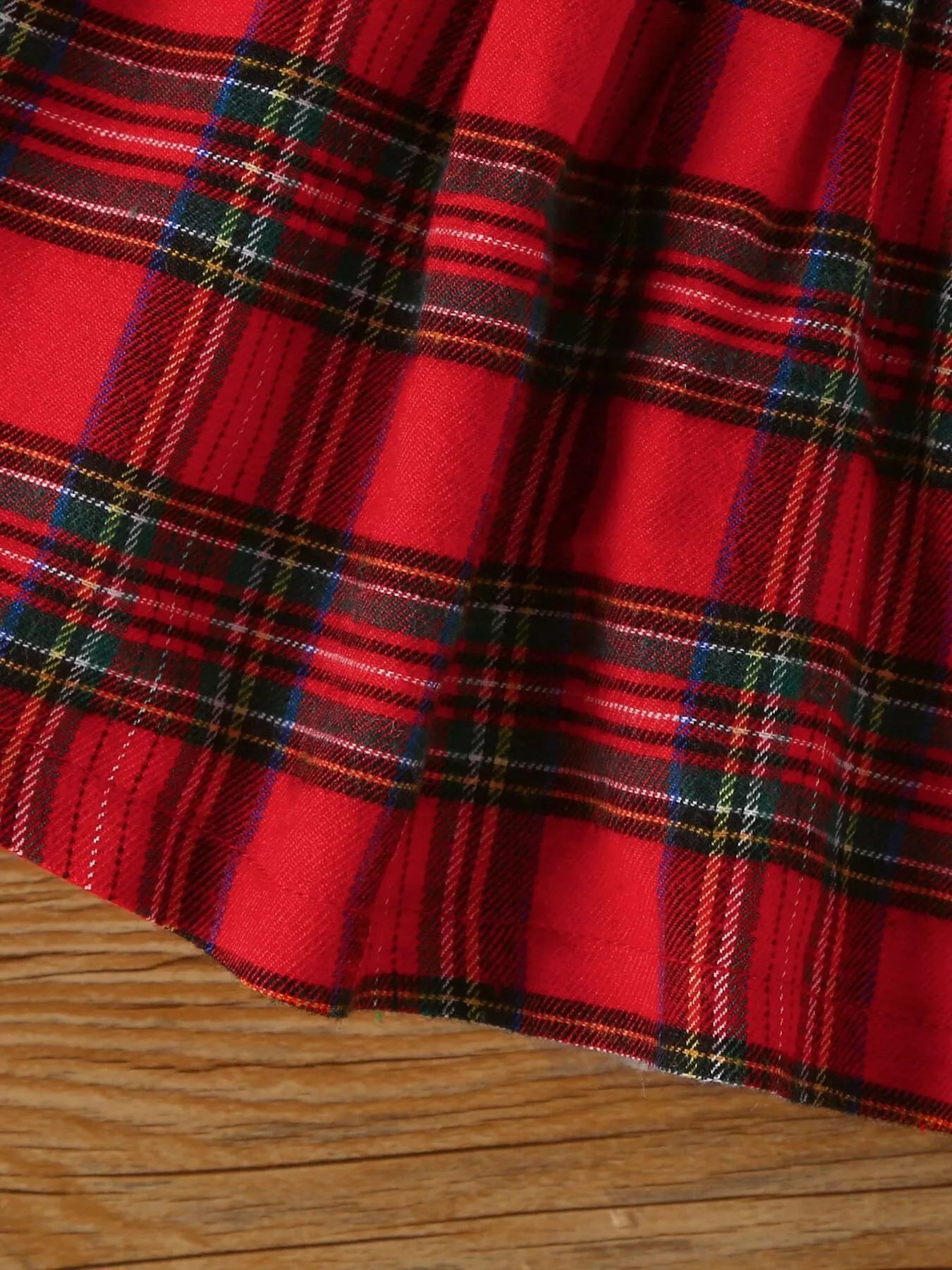 Children's First Christmas Bodysuit and Plaid Dress Outfit Set with Headband