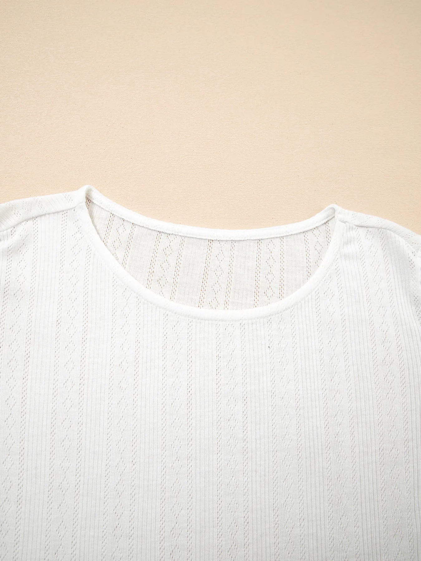 Scalloped Lace Trim Jacquard Textured T Shirt