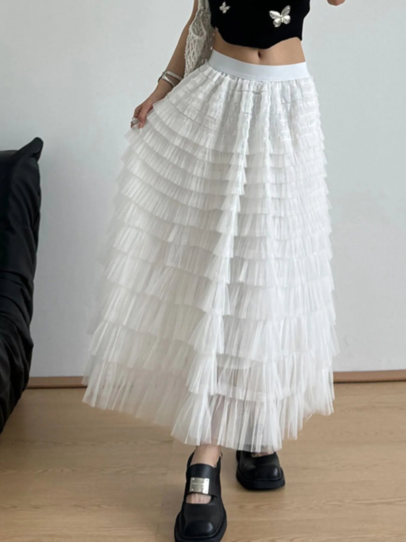 Tiered Tulle Maxi Skirt