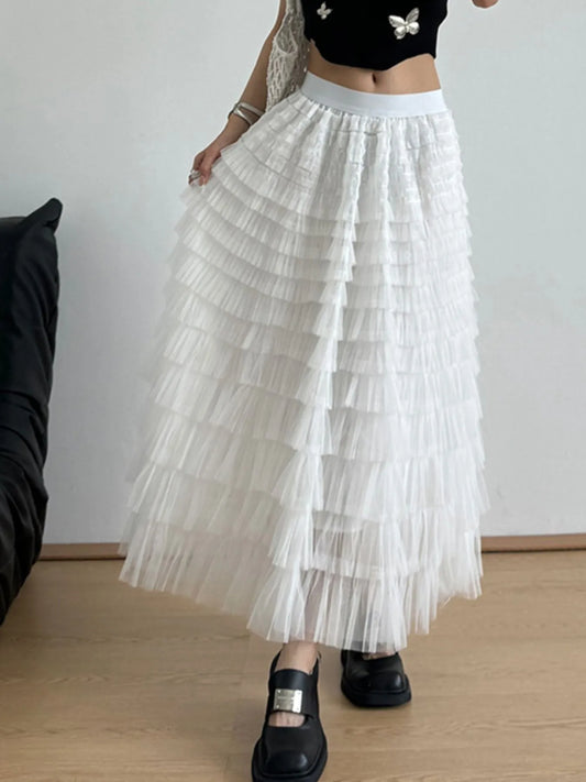 Tiered Tulle Maxi Skirt