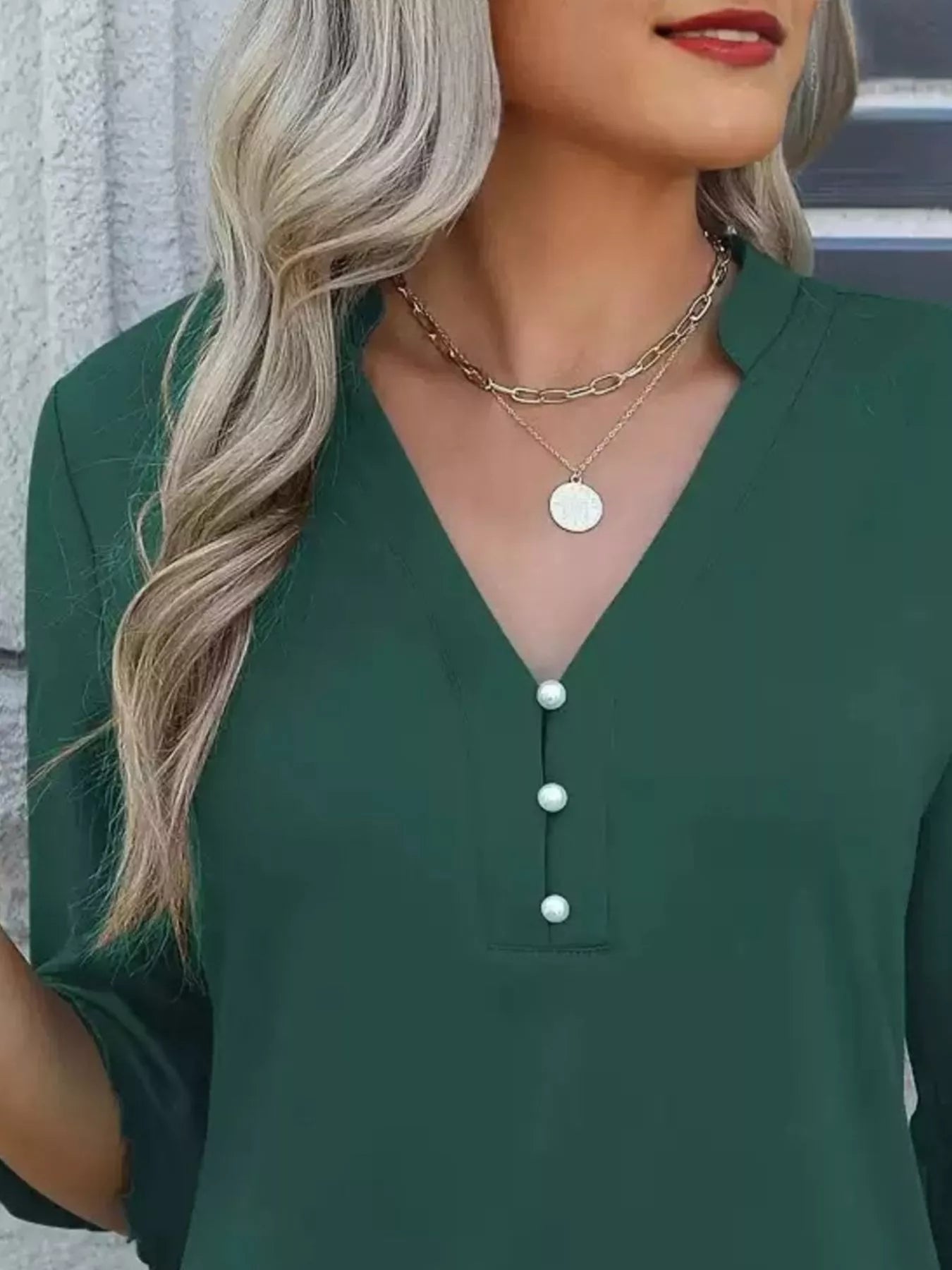 Full Size Notched Flounce Sleeve Blouse Plus Size