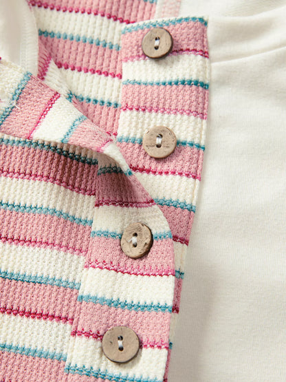 Stripe Stitched Detail Color Block Patchwork Oversized Top