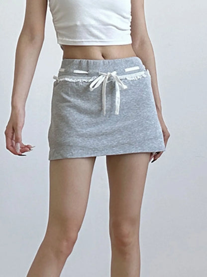 Casual Drawstring Mini Skirt
