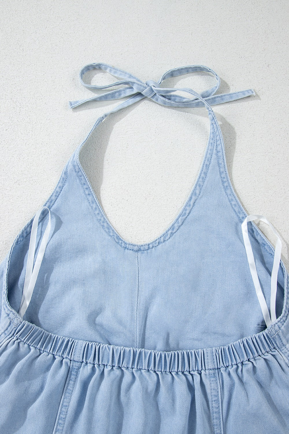 Backless Halter Neck Denim Top