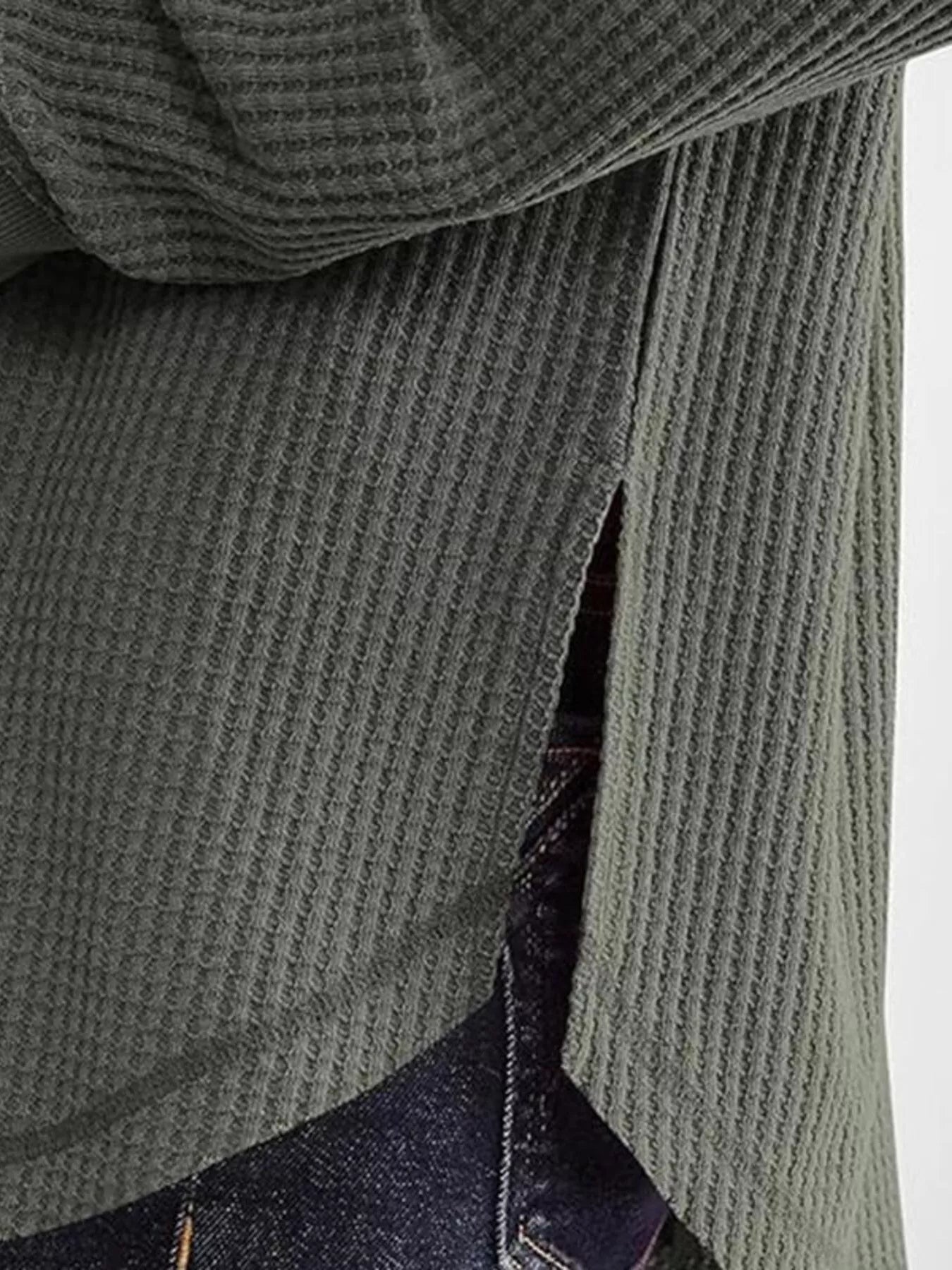 Waffle Knit Long Sleeve Sweatshirt