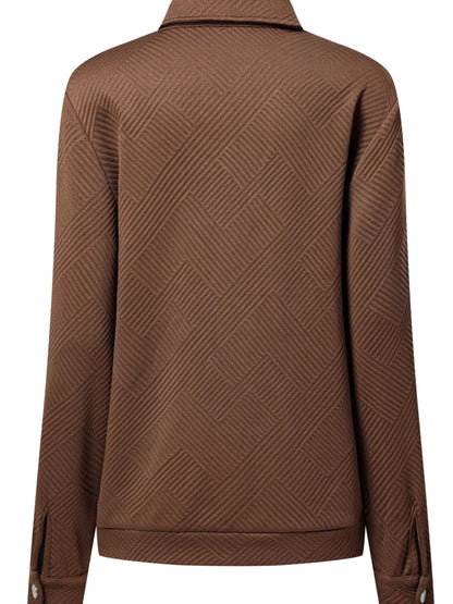 Solid Color Zip Up Button Flap Pocket Jackets