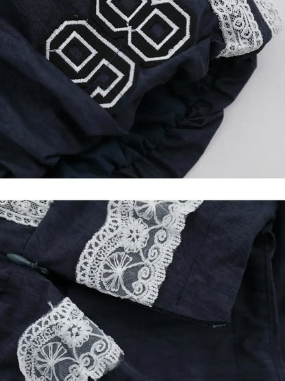 Lace Trim Shorts with Drawstring