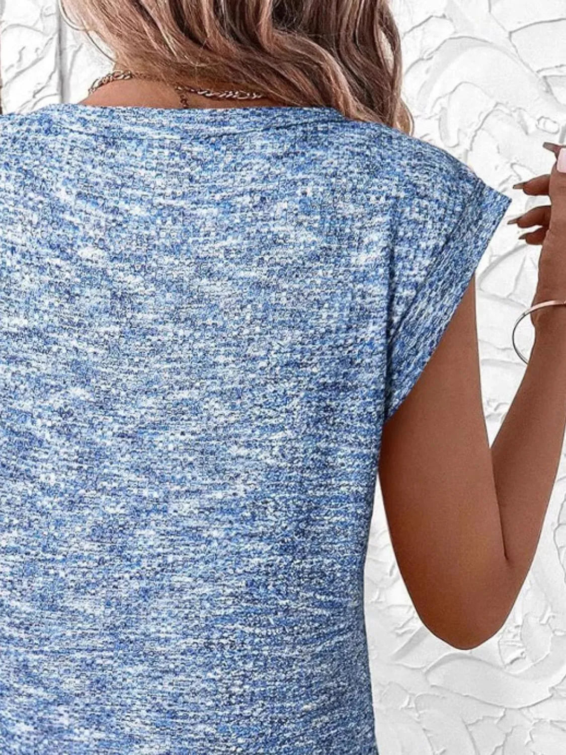 Round Neck Knit Cap Sleeve Top