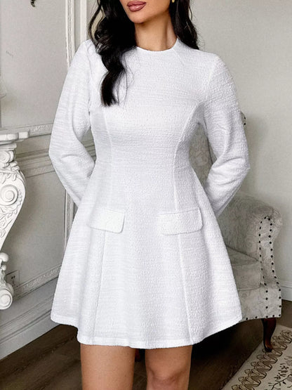 Cutout Back Long Sleeve Mini Dress