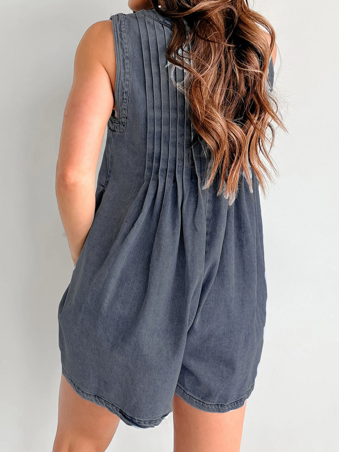 Tied Romper with Pockets Dark Navy