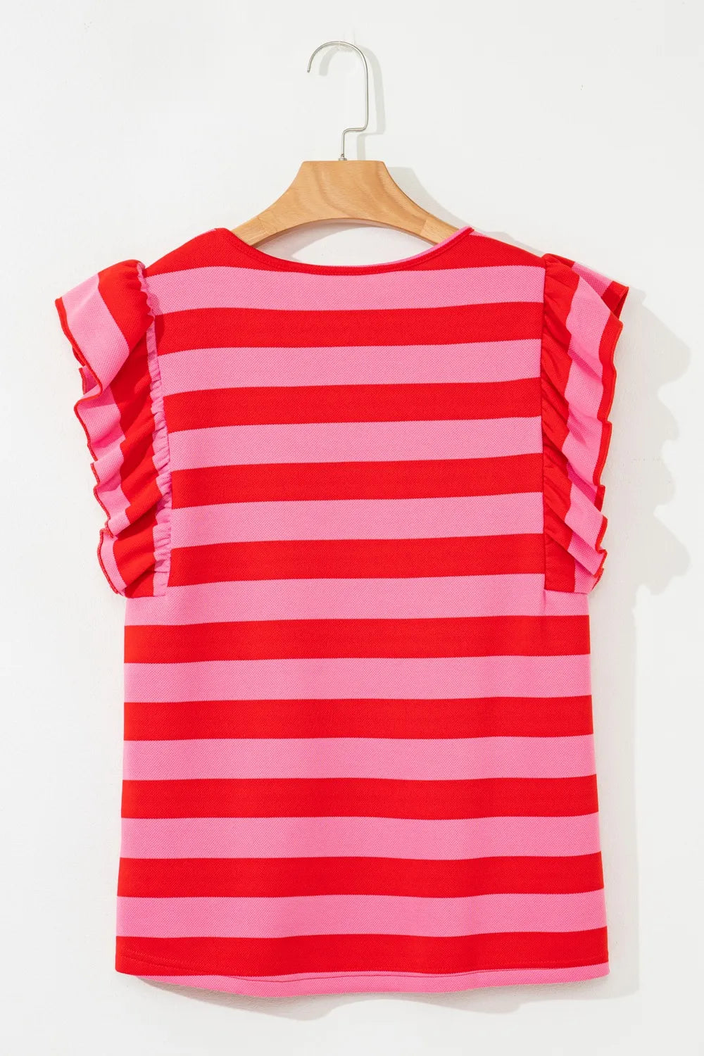 Striped Ruffle Sleeve Summer T-Shirt