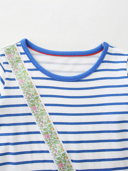 Children's Strawberry Striped Long Sleeve Dress