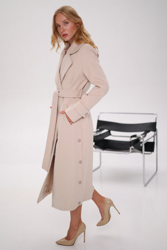 Camille Cashmere Blend Coat in Beige Beige