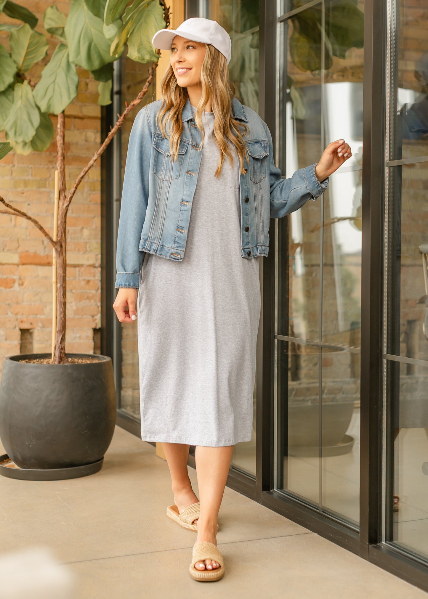 Finley T-shirt Midi Dress Gray