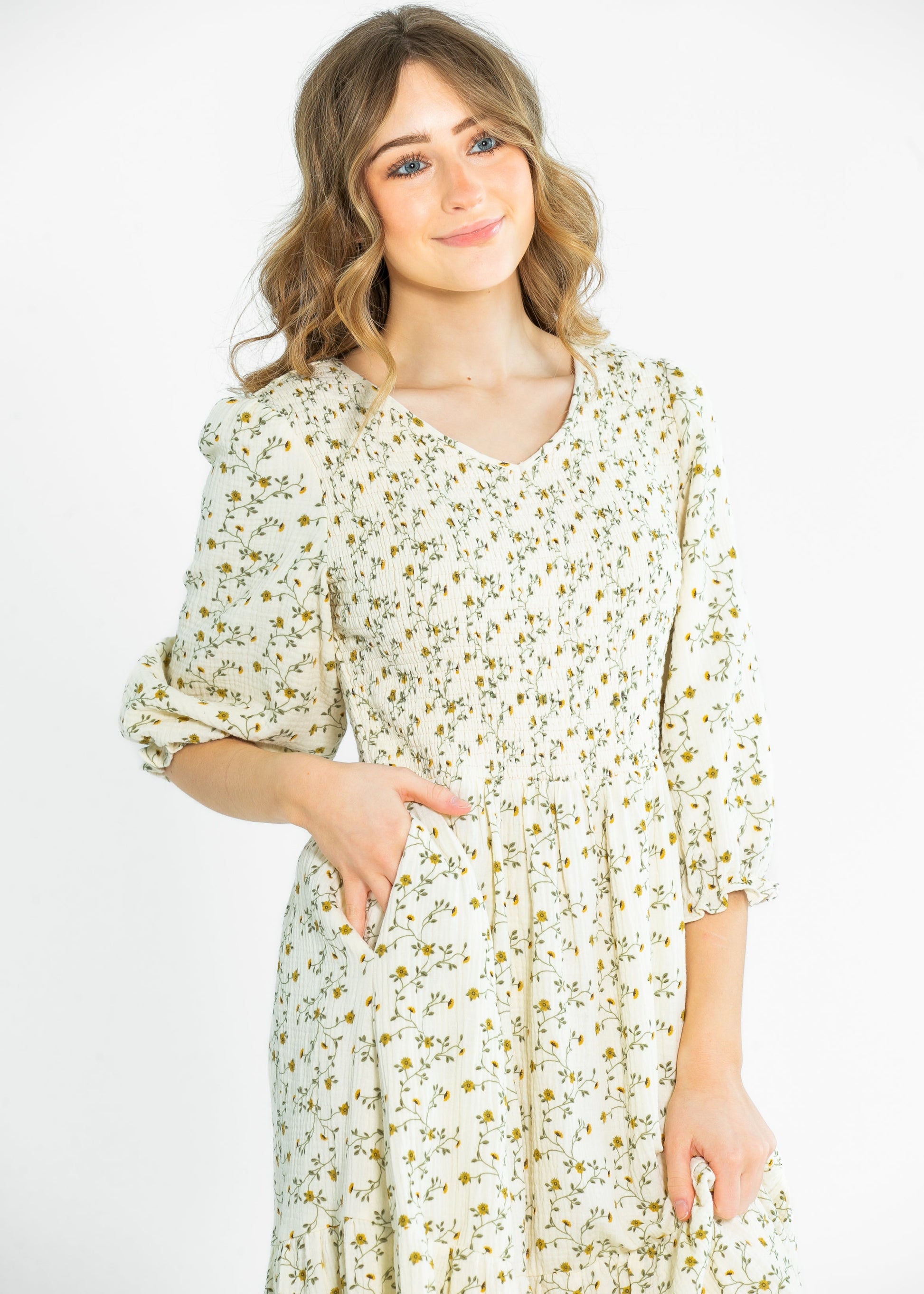 Flora Smocked Midi Dress