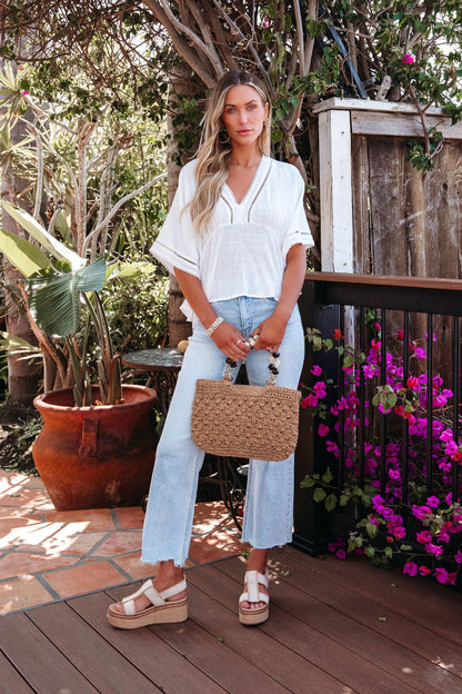 Free Spirit White Crochet Lace Edge Blouse - FINAL SALE