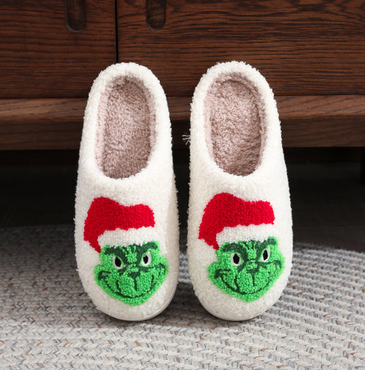 Christmas slippers men and women home winter wool slippers White
