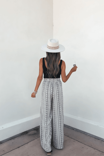 Georgia Breeze Beige Print Wide Leg Pants - FINAL SALE