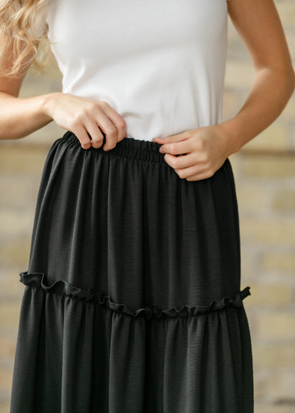 Giana Ruffle Tiered Midi Skirt