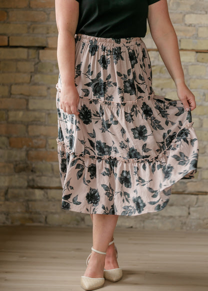 Giana Ruffle Tiered Midi Skirt Mauve