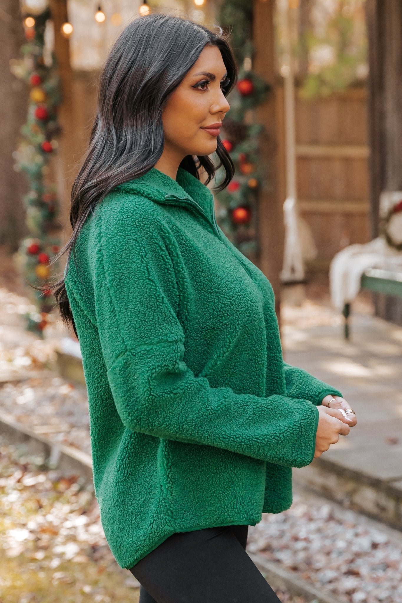 Green Sherpa Zip Up Jacket - FINAL SALE