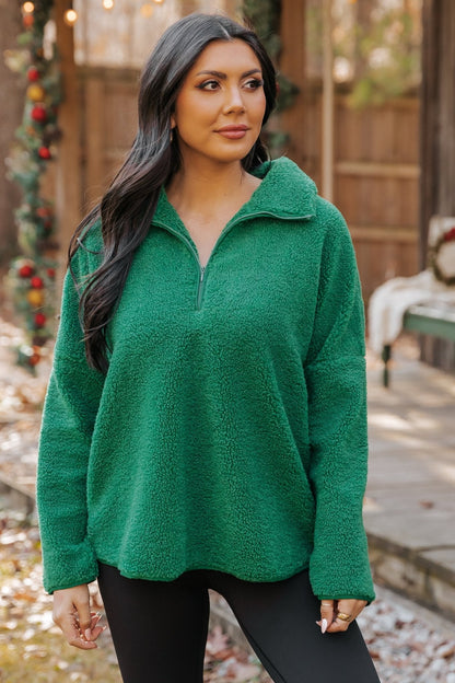 Green Sherpa Zip Up Jacket - FINAL SALE