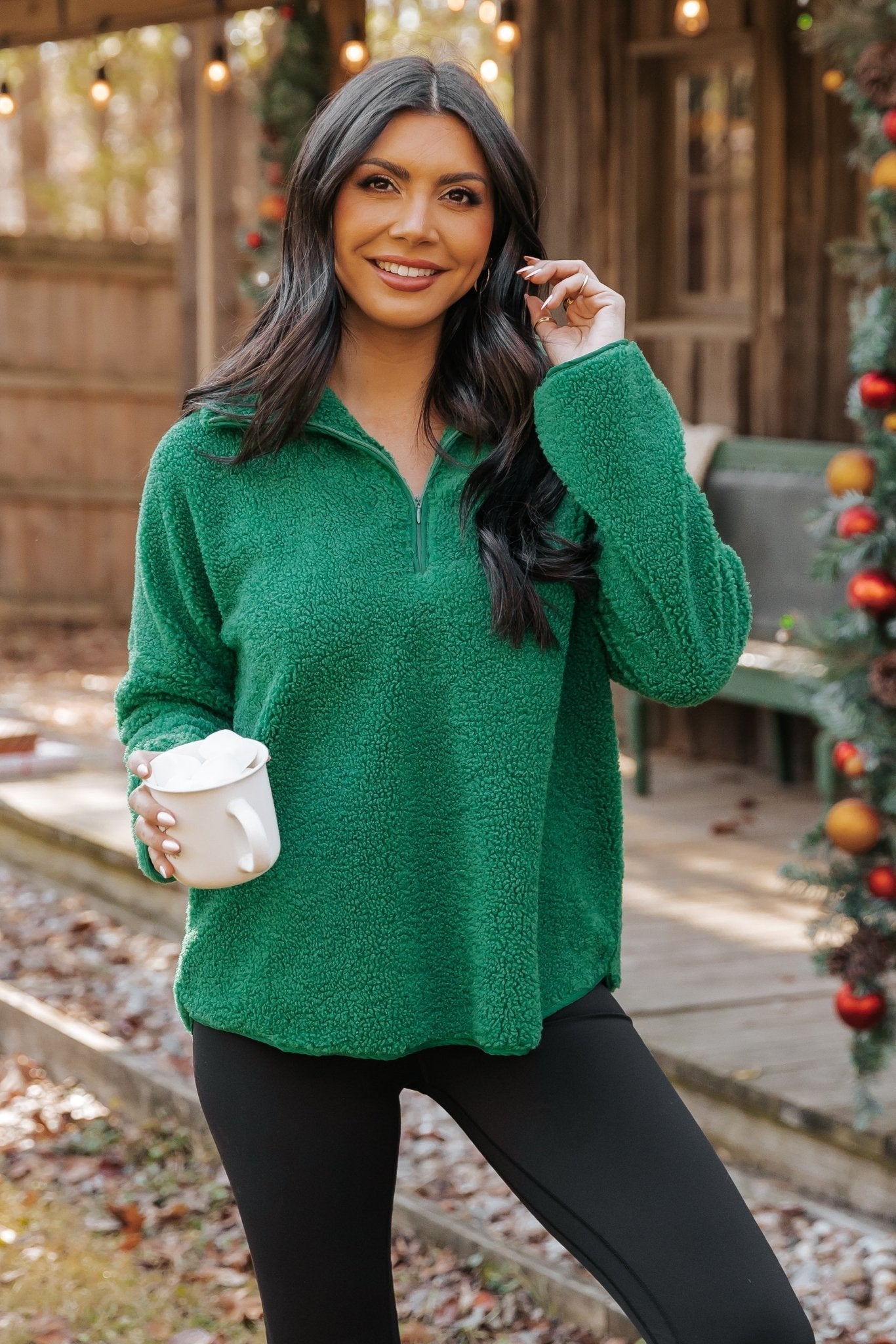 Green Sherpa Zip Up Jacket - FINAL SALE