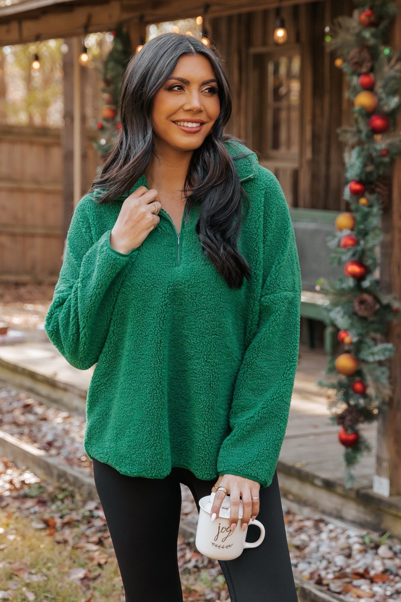 Green Sherpa Zip Up Jacket - FINAL SALE
