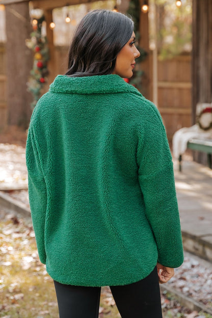 Green Sherpa Zip Up Jacket - FINAL SALE
