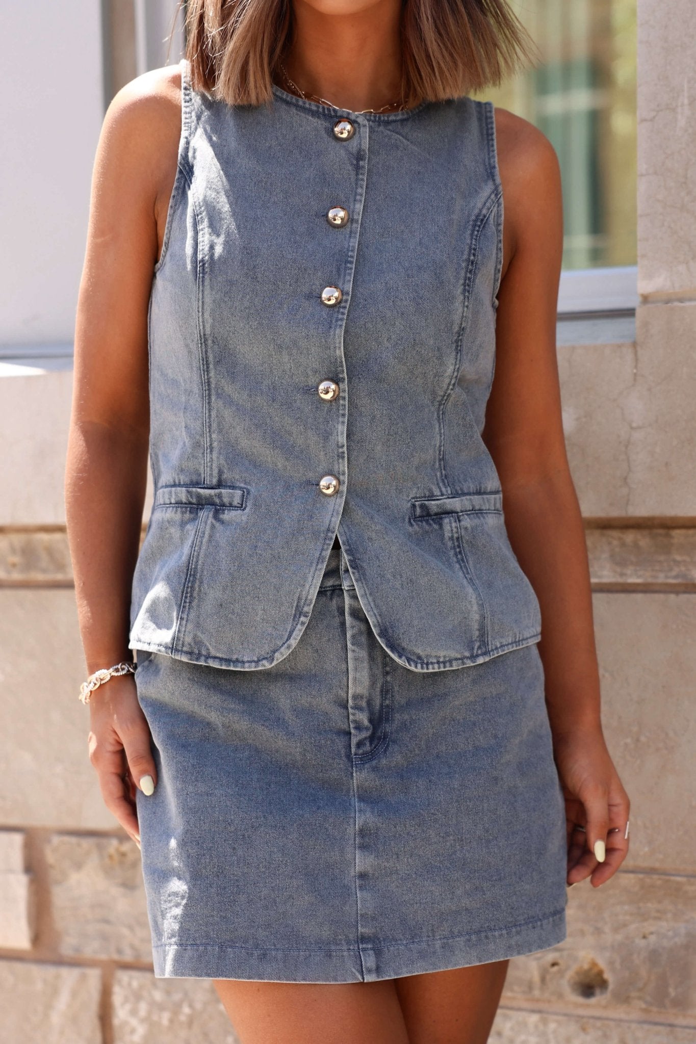 High Waisted Denim Skort - FINAL SALE