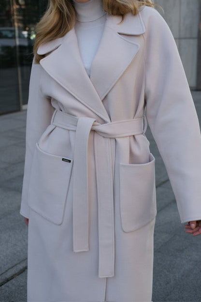 Emily Classic Wool Blend Overcoat in Meringue
