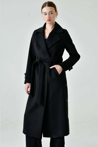 Camille Cashmere Blend Coat in Black Black