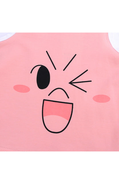 Children's Contrast Print Casual Vest Loungewear Set