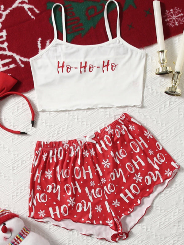 Holiday Santa Print Sleeveless Pajama Set for Kids - Fun & Comfort Pattern2