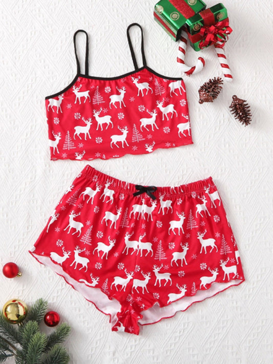 Holiday Santa Print Sleeveless Pajama Set for Kids - Fun & Comfort Pattern6