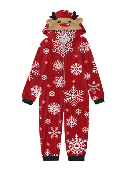 Family Christmas Snowflake Reindeer Hooded Onesie