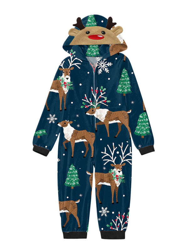 Family Christmas Snowflake Reindeer Hooded Onesie