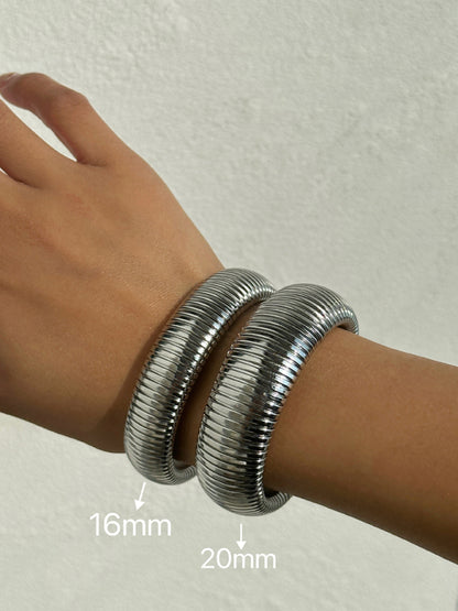 Titanium Steel Vintage Stretch Gypsy Polished Bracelet Pattern9 F