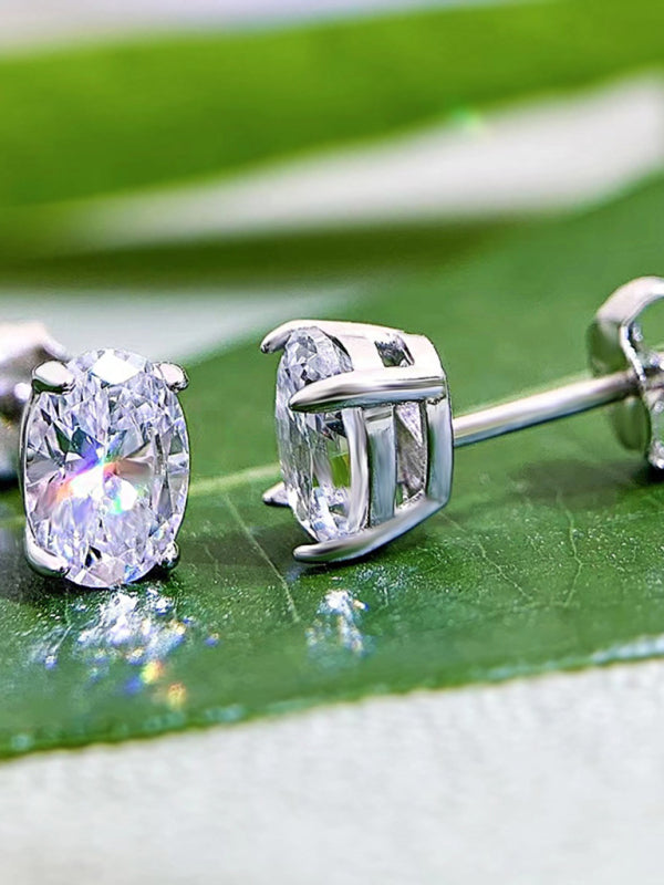 Women's Elegant Zircon Silver Stud Earrings