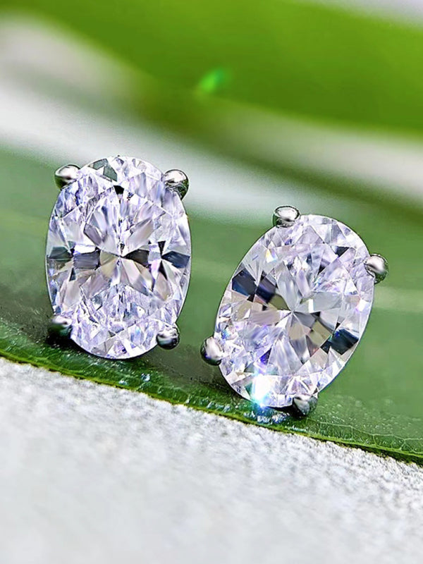 Women's Elegant Zircon Silver Stud Earrings
