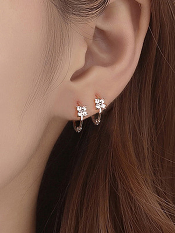 Modern four-leaf clover flower earrings