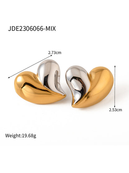 Modern simple 18K gold non-fading large heart-shaped earrings/necklace Pattern1 FREESIZE