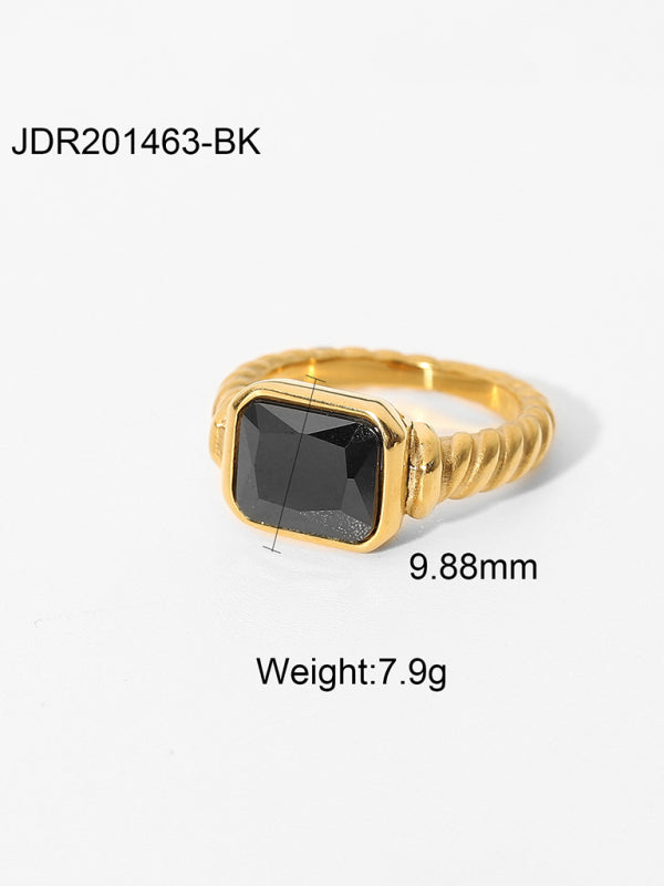Fashionable zircon ring INS internet celebrity ring pair ring jewelry Black