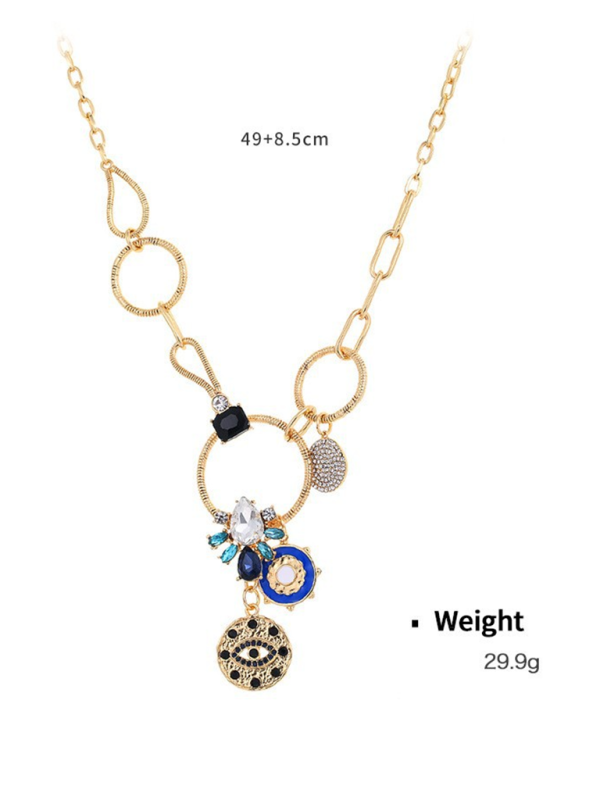 Modern mystical coin-set diamond relief small pendant bib necklace Pattern2 FREESIZE